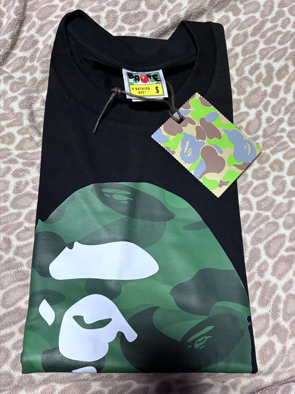 A Bathing Ape BAPE Color Camo Big Ape Head Tee Black & Green Small